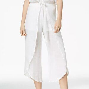 🌴 BCX White Cropped Wrap Swim Cover-Up Pants Women’s Small – Excellent